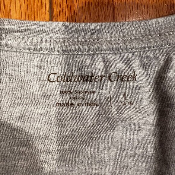 Coldwater Creek Womens 100% Supima Cotton Heather Gray Scoop Neck T Shirt Tee L - Picture 5 of 6